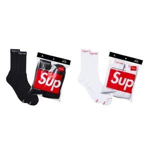 Supreme x Hanes crew socks 2 black + 2 white